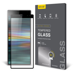 This ultra-thin tempered glass full cover screen protector for the Sony Xperia 10 Plus from Olixar with black front offers toughness, high visibility and sensitivity all in one package.