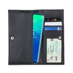 Olixar Primo Genuine Leather ZTE Axon 10 Pro 5G Wallet Case - Black