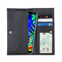 Olixar Primo Genuine Leather LG K40 Wallet Case - Black