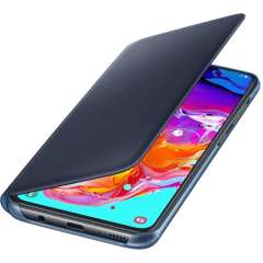 Protect your Samsung Galaxy A70's back, sides and screen from harm while keeping your most vital cards close to hand with the official flip wallet cover in Black and Blue from Samsung.