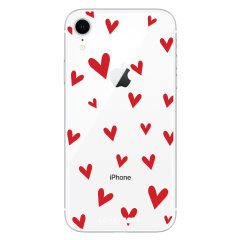 Coque iPhone XR LoveCases Design – Cœurs rouges / transparent