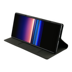 This officially licensed black standing book case by Roxfit houses the Sony Xperia 1 within a slim fit frame, which includes an ultra-high quality protective shell and a super-slim PU front flap. Also comes with a handy horizontal stand function.