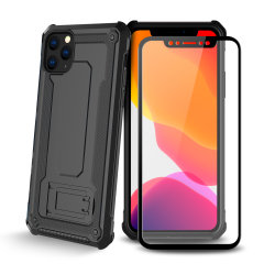 Olixar Manta iPhone 11 Pro Max Tough Case with Tempered Glass - Black