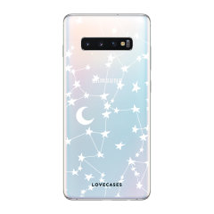 LoveCases Samsung Galaxy S10 Plus Gel Case - White Stars And Moons