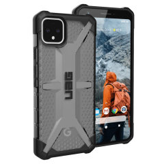 The Urban Armour Gear Plasma semi-transparent tough case in Ash for the Google Pixel 4 features a protective case with a brushed metal UAG logo insert for an amazing rugged and stylish design.