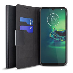 The Olixar leather-style Motorola Moto G8 Plus Wallet Case in black attaches to the back of your phone to provide enclosed protection and can also be used to hold your credit cards. So leave your regular wallet at home when you need to travel light.