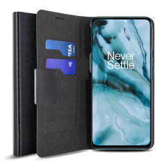 Olixar Leather-Style OnePlus Nord Wallet Stand Case - Black