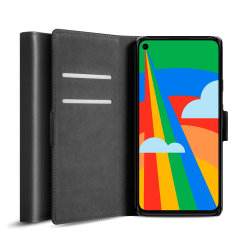 Olixar Genuine Leather Google Pixel 5 Wallet Stand Case - Black