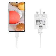 Official Samsung Galaxy A42 5G Fast Charger & USB-C Cable - White