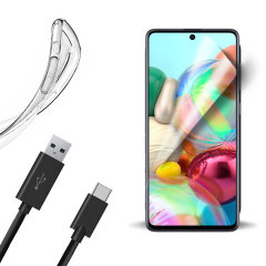 Olixar Essential Samsung A71 Case, Screen Protector & Cable Pack