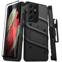 Zizo Bolt Samsung S21 Ultra Tough Case & Screen Protector- Black