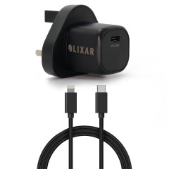 Olixar Basics Mini Black 20W USB-C PD Wall Charger & 1.5m USB-C to Lightning Cable - For iPads