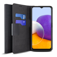 Olixar Leather-Style Samsung Galaxy A22 5G Wallet Case - Black