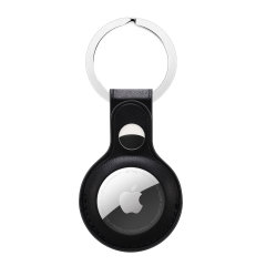 Olixar Apple AirTags Leather-Style Protective Keyring - Black
