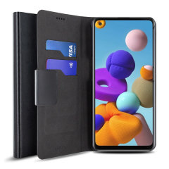 Olixar Leather-Style Samsung Galaxy A22 4G Wallet Case - Black