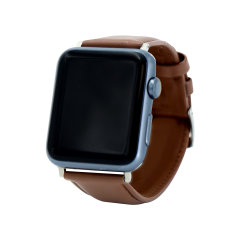 Olixar Genuine  Dark Brown Leather Strap - For Apple Watch Series 7 45mm