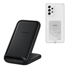 Official Samsung Black Fast Wireless Charging Stand EU Plug 15W & Wireless Adapter - For Samsung Galaxy A53 5G
