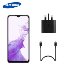Official Samsung Black 25W UK Wall Charger & 1m USB-C Cable - For Galaxy A23 4G