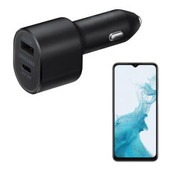 Official Samsung 45W PD Black Dual Fast Car Charger - For Samsung Galaxy A23 5G