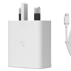 Official Google White 30W USB-C Fast Charger & Cable UK - For Google Pixel 6a