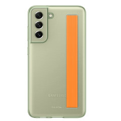 Official Samsung Clear Cover Olive Green Case With Strap - For Samsung Galaxy S21 FE