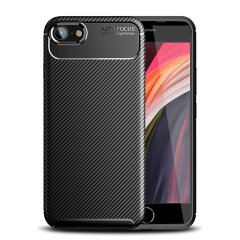 Olixar Carbon Fibre Black Case  - For iPhone SE 2022