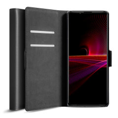 Olixar Leather-Style Sony Xperia 1 IV Wallet Stand Case - Black