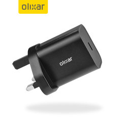 Olixar Power Delivery 20W Single USB-C Black UK Plug Wall Charger - For OnePlus Nord CE 2 5G