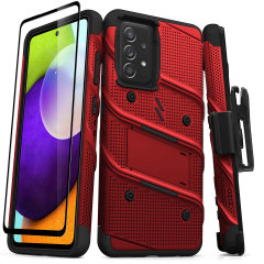 Zizo Bolt Red Tough Case And Tempered Glass Screen Protector - For Samsung Galaxy A23