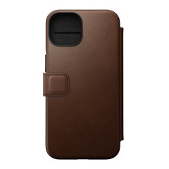 Nomad Leather Modern Folio Rustic Brown Case - For iPhone 14