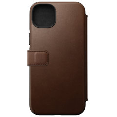 Nomad Leather Modern Folio Rustic Brown Protective Case - For iPhone 14 Plus