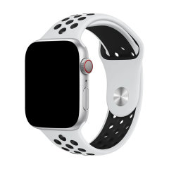 Olixar Rice White and Black Double Silicone Sports Strap (Size L) - For Apple Watch Series 7 45mm