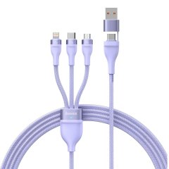 Baseus Flash Series II 100W 1.2m USB-C, USB, Lightning And Micro USB Purple Cable - For Samsung Galaxy Flip4