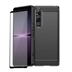 Olixar Sentinel Black Case and Tempered Glass Screen Protector - For Sony Xperia 1 V