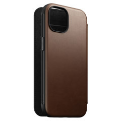 Nomad Leather Modern Folio Brown Protective Case - For iPhone 15