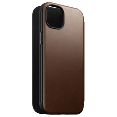 Nomad Leather Modern Folio Brown Protective Case - For iPhone 15 Plus