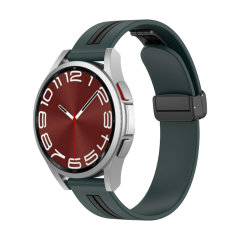 Olixar D-Buckle Dark Green & Black Adjustable Silicone Watch Strap - For Samsung Galaxy Watch 6 Classic
