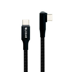 Olixar Black 1.5m L Shaped USB-C to C Right-Angled Braided Charge and Sync Cable - For Samsung Galaxy Tab S9 FE