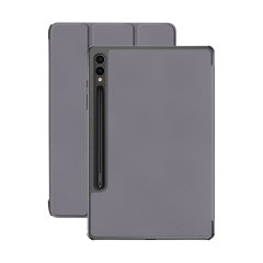 Olixar Eco-Leather Grey Stand Case with S Pen Holder - For Samsung Galaxy Tab S9 FE Plus