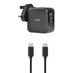Olixar 65W GaN Dual USB-C & USB-A Super Fast PD Mains Charger With Super Fast Braided USB-C Cable - For Samsung Galaxy Tab S9 FE
