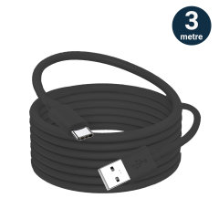 Olixar Black 3m USB-A to USB-C Charge & Sync Cable - For Samsung Galaxy S24 Ultra