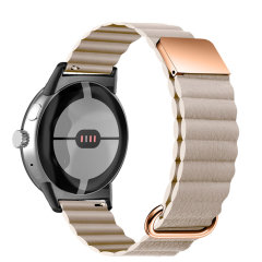 Olixar Beige Genuine Leather Magnetic Band - For Google Pixel Watch 2