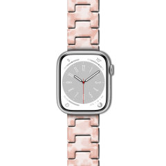 LoveCases Light Pink Tortoise Shell Resin Links Band - For Apple Watch Series 9 45mm