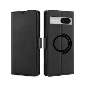 Olixar Black Vegan Leather MagSafe RFID Blocking Wallet Case - For Google Pixel 8a