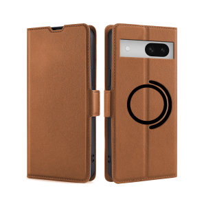 Olixar Brown Vegan Leather MagSafe RFID Blocking Wallet Case - For Google Pixel 8a
