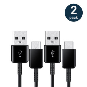 Official Samsung Black 1.5m USB-A to USB-C Charge & Sync Cable - Two Pack