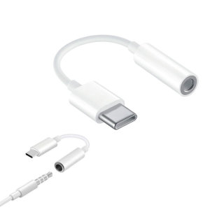 Official Huawei White USB-C to 3.5mm Audio Headphone Adapter - For Huawei P40 Pro