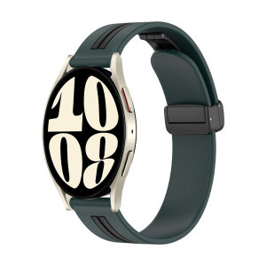 Olixar D-Buckle Dark Green & Black Adjustable Silicone Watch Strap - For Samsung Galaxy Watch 7