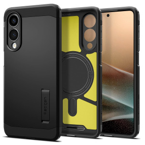Spigen Black Tough Armor Kickstand Case - For Samsung Galaxy S25 Edge