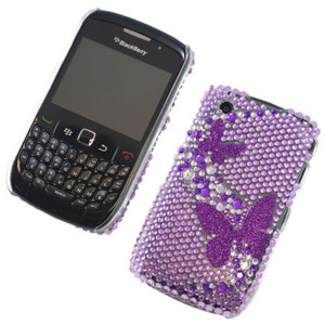 Housse BlackBerry 8520 Curve Diamante Butterfly - Violette
